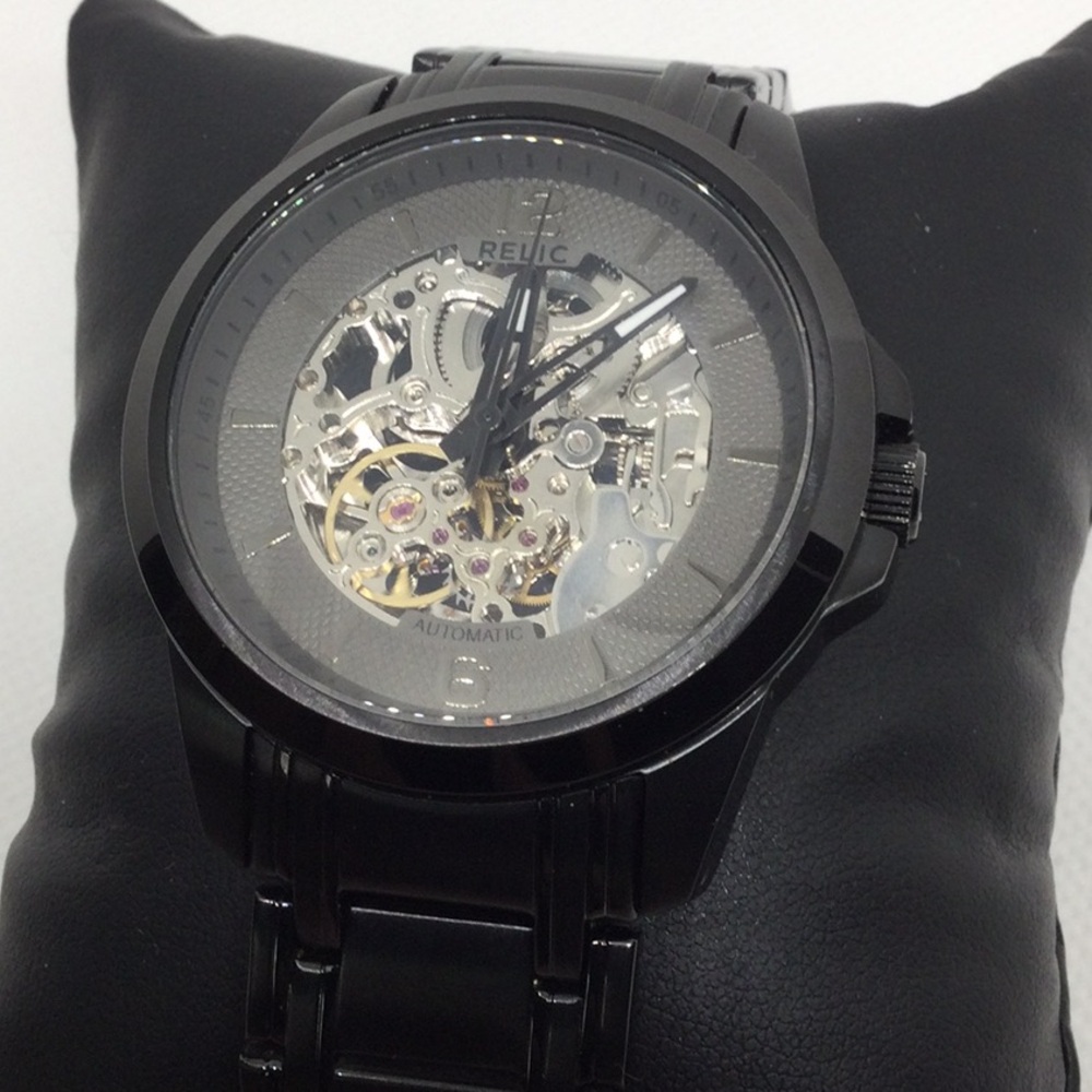 Relic Men's Skeleton Watch: Black & Gray - NWOT